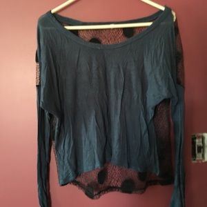 Long sleeve see through back t shirt
